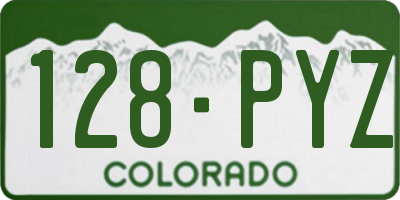 CO license plate 128PYZ