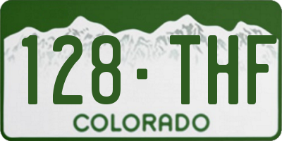 CO license plate 128THF