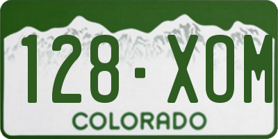 CO license plate 128XOM