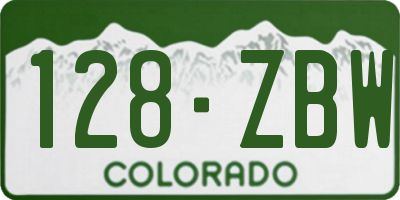 CO license plate 128ZBW