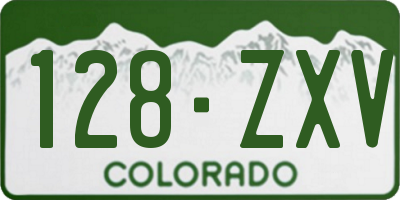 CO license plate 128ZXV