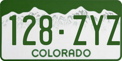 CO license plate 128ZYZ