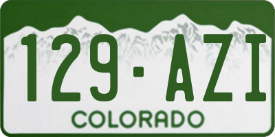 CO license plate 129AZI