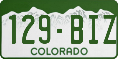 CO license plate 129BIZ
