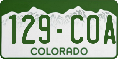 CO license plate 129COA