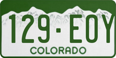 CO license plate 129EOY