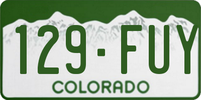 CO license plate 129FUY
