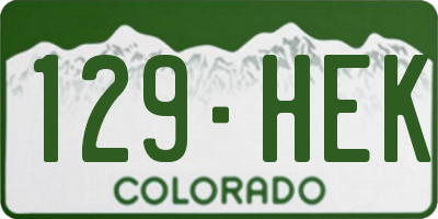 CO license plate 129HEK