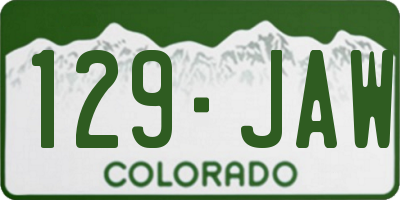 CO license plate 129JAW