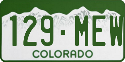 CO license plate 129MEW