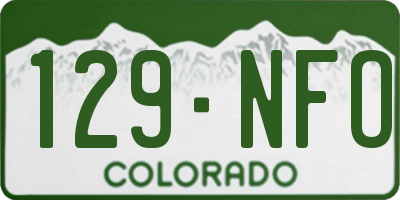 CO license plate 129NFO