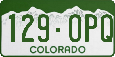 CO license plate 129OPQ