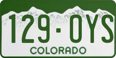 CO license plate 129OYS