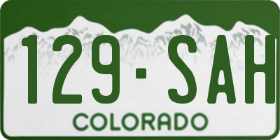 CO license plate 129SAH