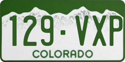 CO license plate 129VXP