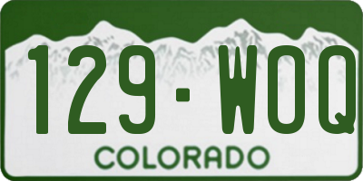CO license plate 129WOQ