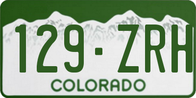 CO license plate 129ZRH