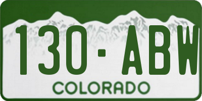 CO license plate 130ABW