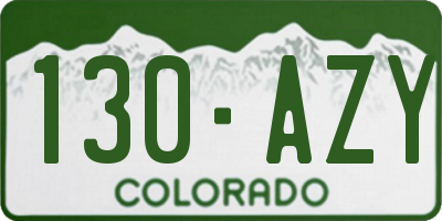 CO license plate 130AZY