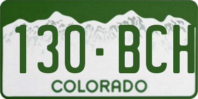 CO license plate 130BCH