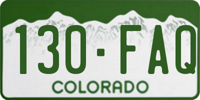CO license plate 130FAQ
