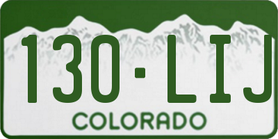 CO license plate 130LIJ