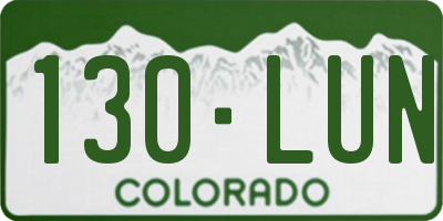 CO license plate 130LUN