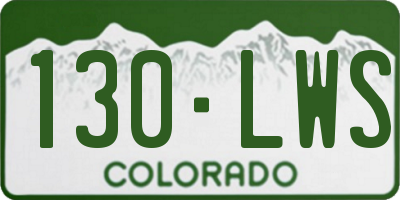 CO license plate 130LWS