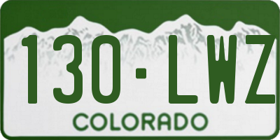 CO license plate 130LWZ