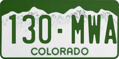 CO license plate 130MWA