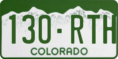 CO license plate 130RTH