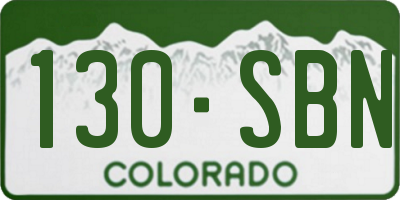 CO license plate 130SBN