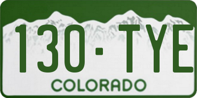 CO license plate 130TYE