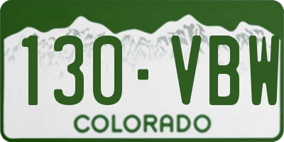 CO license plate 130VBW