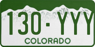 CO license plate 130YYY