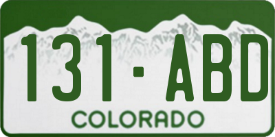 CO license plate 131ABD
