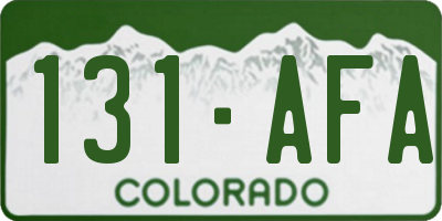 CO license plate 131AFA