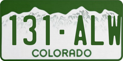 CO license plate 131ALW