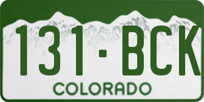 CO license plate 131BCK