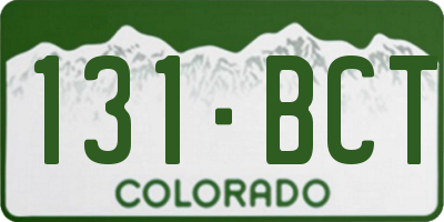 CO license plate 131BCT