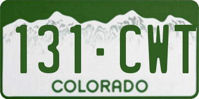 CO license plate 131CWT