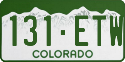 CO license plate 131ETW