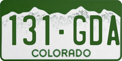 CO license plate 131GDA
