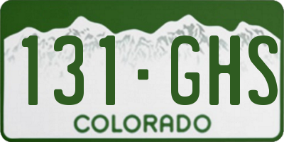 CO license plate 131GHS