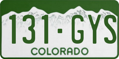 CO license plate 131GYS