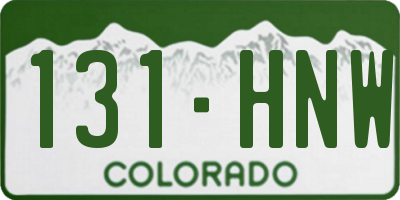 CO license plate 131HNW