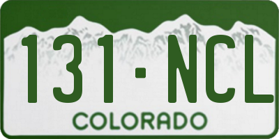 CO license plate 131NCL