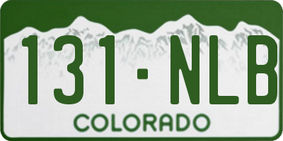 CO license plate 131NLB