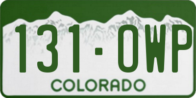 CO license plate 131OWP