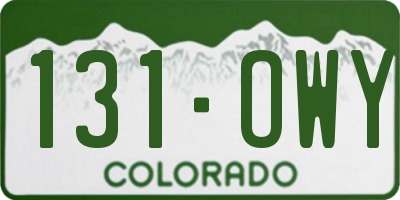 CO license plate 131OWY
